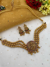 Traditional Gold Plated Goddess Lakshmi Temple Jewellery Choker Necklace Set Temple Necklace Sets